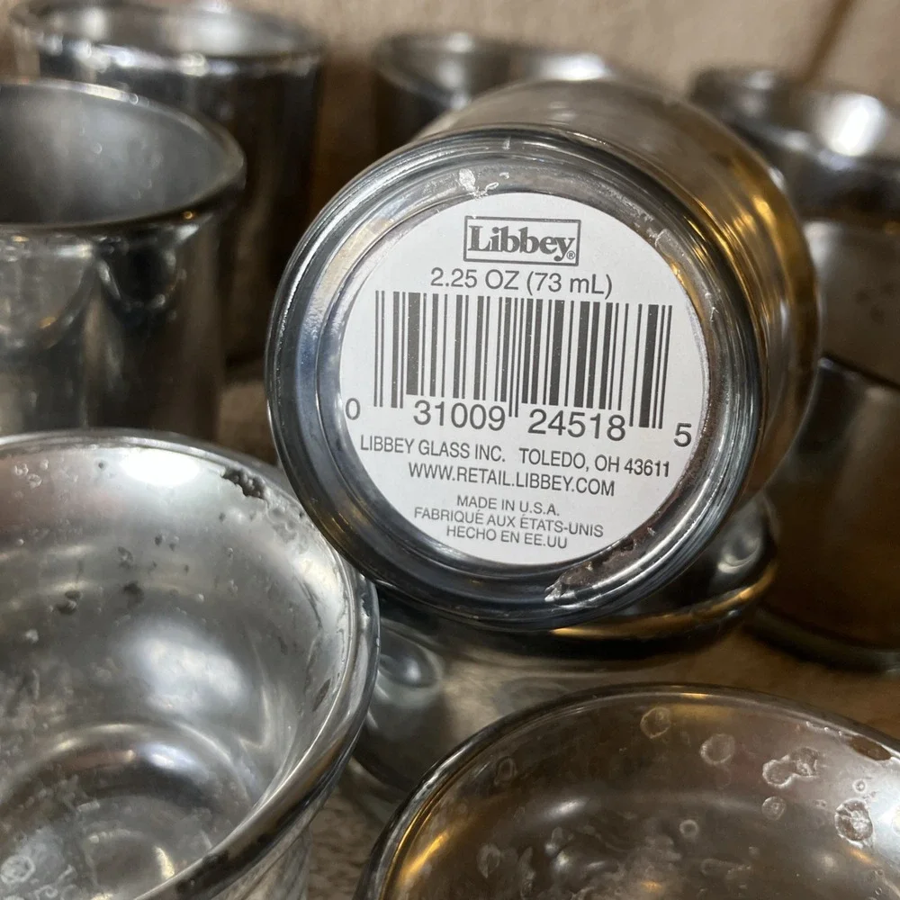 Libbey Glass Set Of 12‎ Shot Glass Cocktail Bar Espresso Tea Light Votive Silver